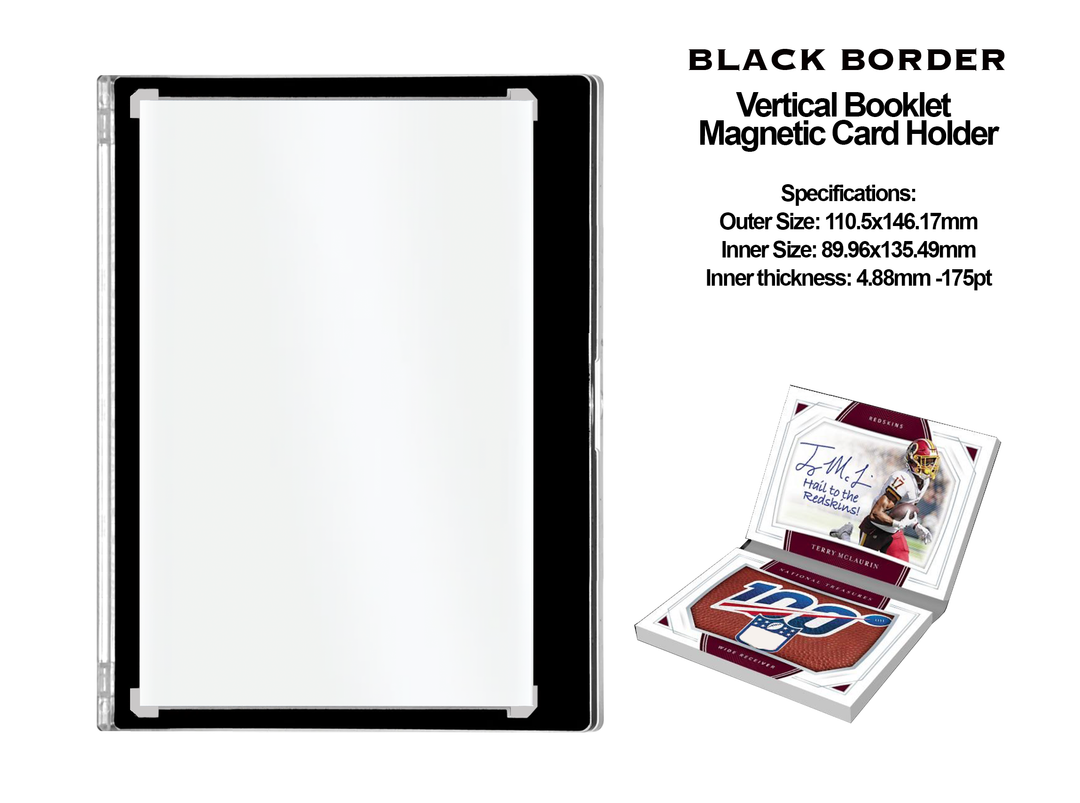 Magnetic Card Holder  - 175pt Vertical Double Booklet Cards - BLACK BORDER