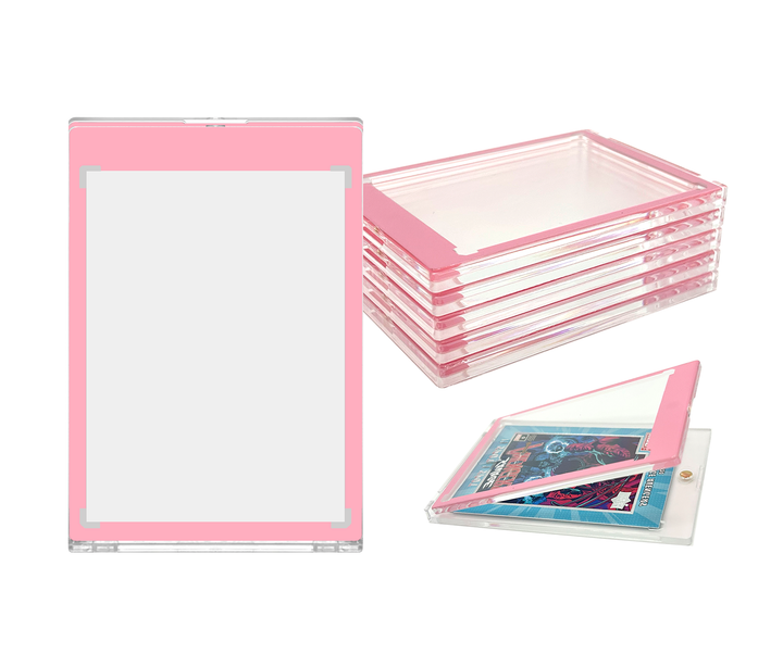 CF Pink Border 35pt Magnetic Card Holder - One Touch for Sports & Trading Cards