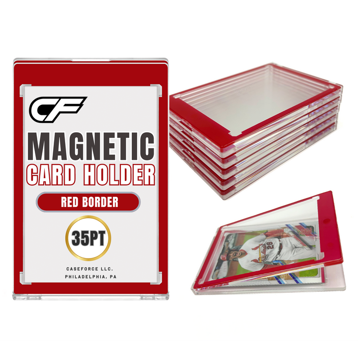 CF Red Border 35pt Magnetic Card Holder - One Touch for Sports & Trading Cards